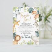 Safari Animals Baby shower Dank u wel kaarten (Staand voorkant)
