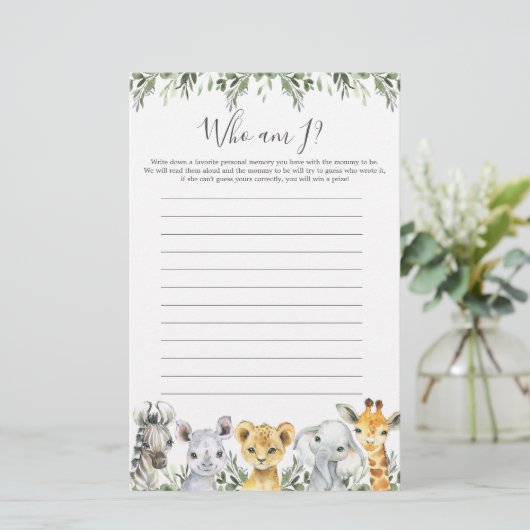 Safari Animals Baby shower dat ik heet (Staand voorkant)