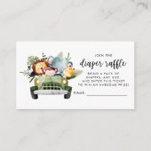 Safari Animals Baby shower Diaper Raffle Informatiekaartje (Voorkant)