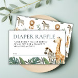 Safari Animals Baby shower Diaper Raffle Informatiekaartje<br><div class="desc">Verhoog uw baby shower ervaring met onze Safari Animals Baby shower Luier Raffle Enclosure Kaart! Deze must-have toevoeging maakt je evenement niet alleen memorabel, maar voegt ook een element van opwinding toe met een leuk baby shower spel. Met schattige safaridieren zoals zebra en giraffe temidden van weelderige palmbladeren, geeft onze...</div>