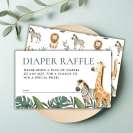 Safari Animals Baby shower Diaper Raffle Informatiekaartje