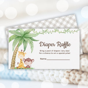 Safari Animals Baby shower Diaper Raffle Informatiekaartje