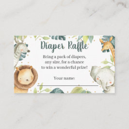 Safari Animals Baby shower Diaper Raffle Kaart