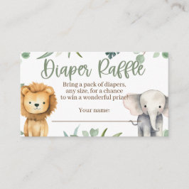 Safari Animals Baby shower Diaper Raffle Kaart