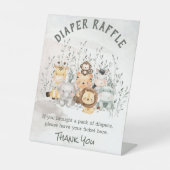Safari Animals Baby shower Diaper Raffle Reclamebord Met Voetstuk (Voorkant)