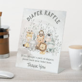Safari Animals Baby shower Diaper Raffle Reclamebord Met Voetstuk (Insitu)