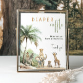 Safari Animals Baby shower Diaper Raffle Sign Poster