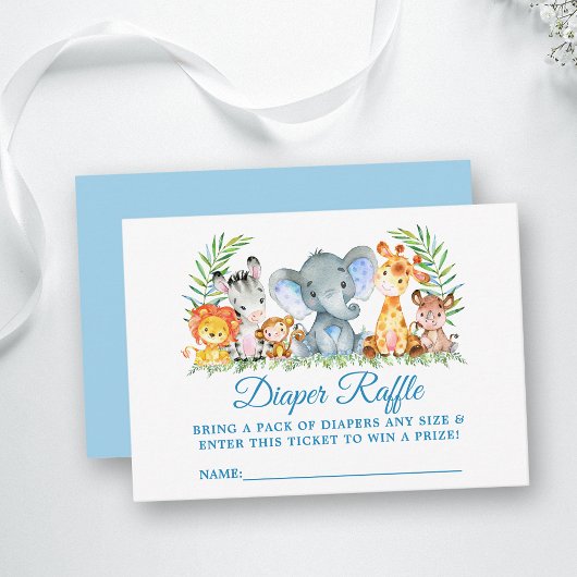 Safari Animals Baby shower Diaper Raffle Ticket Informatiekaartje