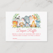 Safari Animals Baby shower Diaper Raffle Ticket Pk Informatiekaartje (Voorkant)