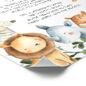 Safari Animals Baby shower Diaper Thoughts Sign Poster (Hoek)