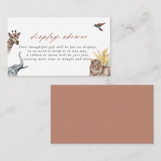 Safari Animals Baby shower Display Shower Informatiekaartje (Voorkant / Achterkant)