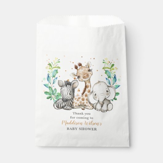 Safari Animals Baby shower Favor Bag Bedankzakje (Voorkant)