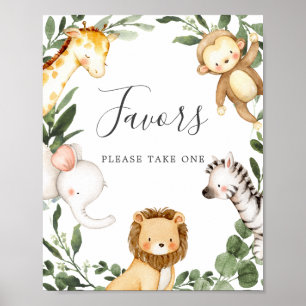 Safari Animals Baby shower Favors Sign Poster