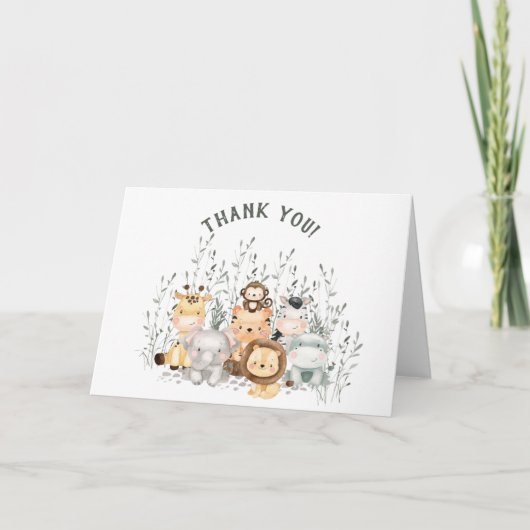 Safari Animals Baby shower Hartelijk dank Bedankkaart (Voorkant)