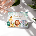 Safari Animals Baby shower Hartelijk dank Bedankkaart<br><div class="desc">Introductie van onze Safari Dieren Dank u Baby shower Kaart! Met deze charmante en schattige kaart hartelijk dank aan uw gasten. Ontworpen met safaridieren zoals olifanten, leeuwen, giraffen en apen, voegt het een vleugje oerwoud-geïnspireerde charme toe aan uw baby shower. Of je nu een jongetje, meisje of een genderneutraal baby...</div>