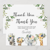Safari Animals Baby shower Hartelijk dank Kaart (Voorkant / Achterkant)