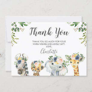 Safari Animals Baby shower Hartelijk dank Kaart