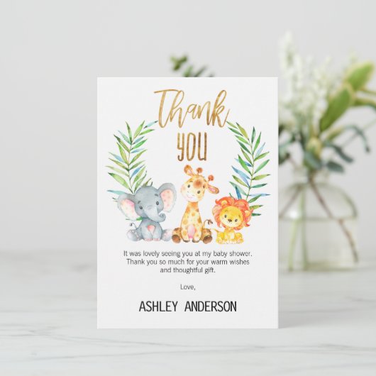 Safari Animals Baby shower Hartelijk dank Kaart (Staand voorkant)