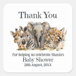 Safari Animals Baby shower Hartelijk dank Vierkante Sticker