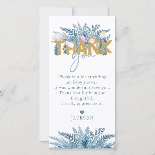 Safari Animals Baby shower I Verjaardag Bedankkaart (Voorkant)