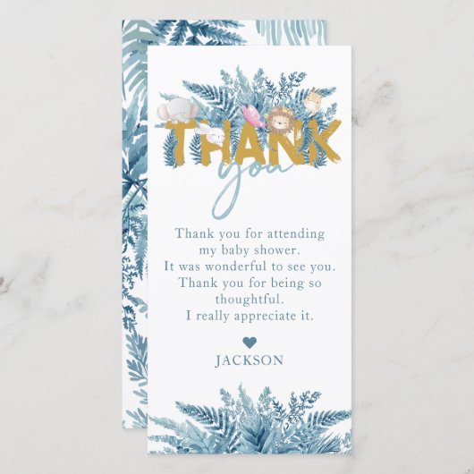 Safari Animals Baby shower I Verjaardag Bedankkaart (Voorkant / Achterkant)