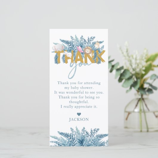 Safari Animals Baby shower I Verjaardag Bedankkaart (Staand voorkant)