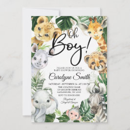 Safari Animals Baby shower Invitation Boy Kaart