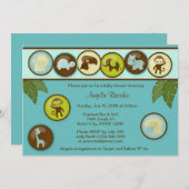 Safari Animals Baby shower Invitation DDS Kaart (Voorkant / Achterkant)