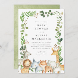 Safari Animals Baby Shower Invitation Kaart
