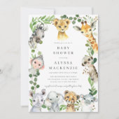 Safari Animals Baby Shower Invitation Kaart (Voorkant)