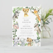 Safari Animals Baby Shower Invitation Kaart (Staand voorkant)