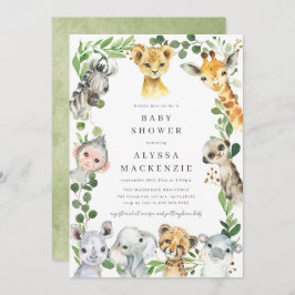 Safari Animals Baby Shower Invitation Kaart