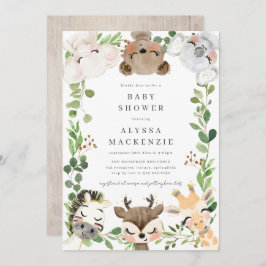 Safari Animals Baby Shower Invitation Kaart