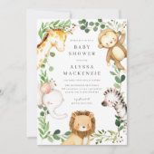 Safari Animals Baby Shower Invitation Kaart (Voorkant)