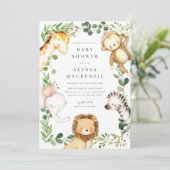 Safari Animals Baby Shower Invitation Kaart (Staand voorkant)