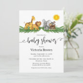 Safari Animals Baby Shower Invitation Kaart (Staand voorkant)