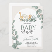 Safari animals Baby shower Invitation Kaart (Voorkant / Achterkant)