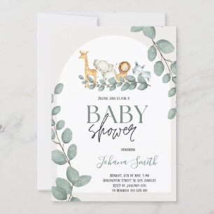 Safari animals Baby shower Invitation Kaart