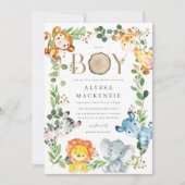 Safari Animals Baby Shower Invitation Kaart (Voorkant)