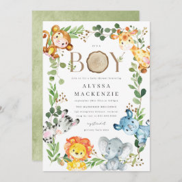 Safari Animals Baby Shower Invitation Kaart