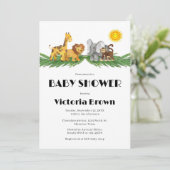Safari Animals Baby Shower Invitation Kaart (Staand voorkant)