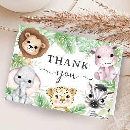 Safari Animals Baby Shower Jungle Folded Thank You Bedankkaart