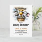 Safari Animals Baby Shower Kaart (Staand voorkant)