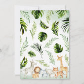 Safari Animals Baby shower Kaart (Achterkant)