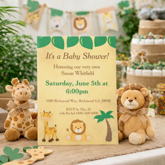 Safari Animals Baby shower Kaart