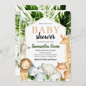 Safari Animals Baby shower Kaart (Voorkant / Achterkant)