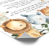 Safari Animals Baby shower Late Night Diapers Sign Poster (Hoek)