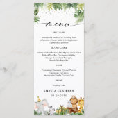 Safari Animals Baby shower Menu (Voorkant)