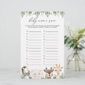 Safari Animals Baby shower Naam Race Game (Staand voorkant)