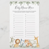Safari Animals Baby shower Naam Race Game (Voorkant)